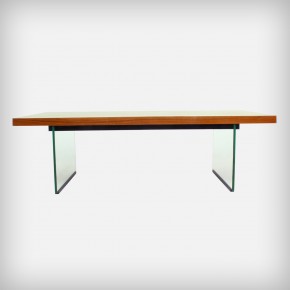 Very Rare Glass & Walnut Coffee Table