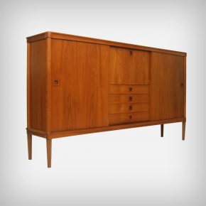 Teak Highboard With Sliding Doors