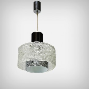 Frosted Ice Glass And Chrome Pendant