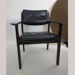 #17 4 Black Leather & Wooden Dining Chairs
