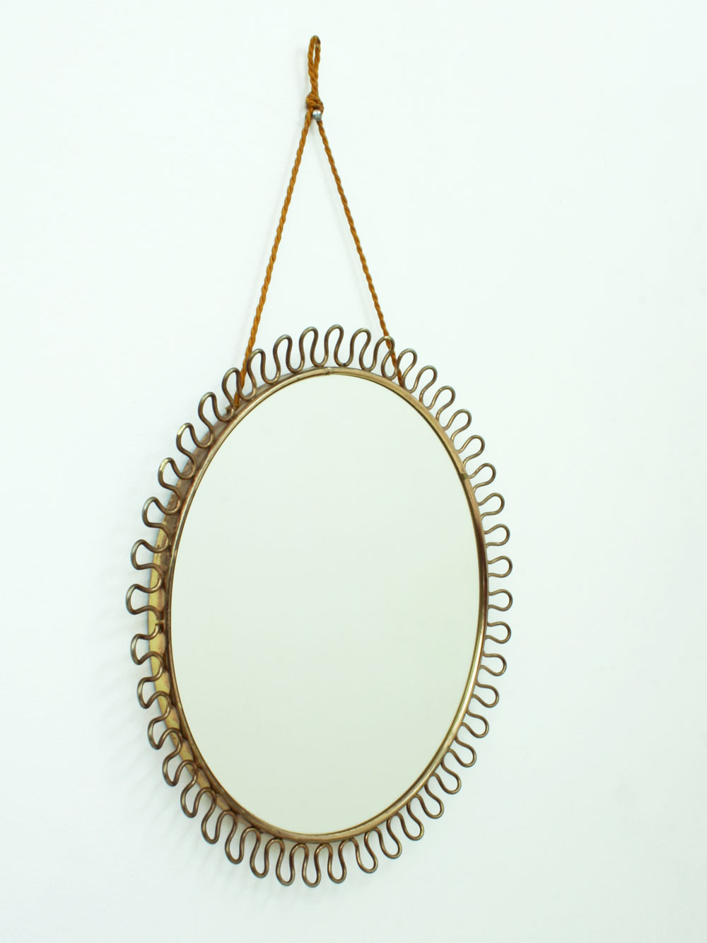 Vintage Brass Round Mirror