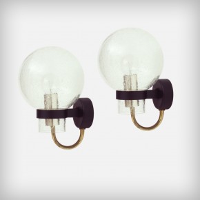 Set Of 2 Glass & Brass Wall Lights