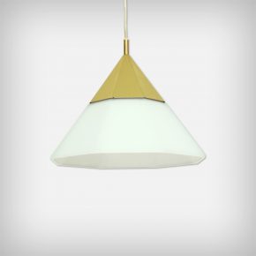 Brass & Opal Glass Pendant Lamp