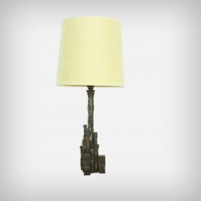 Huge Brutalist Brass & Fabric Desk Lamp