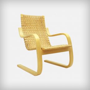 Birch & Cane Webbing Cantilever Armchair • Model 406