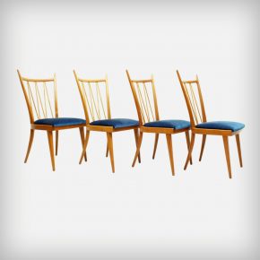 Set Of 4 Cherry Wood Dining Chairs