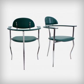 Pair Of Emerald Leather Armchairs • Model Marilyn