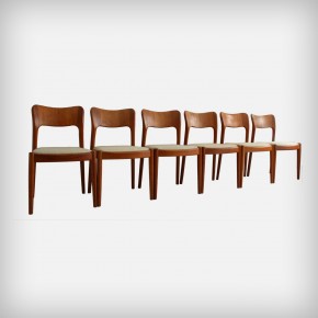 Set Of 6 Teak Dining Chairs • Model Ole