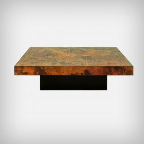 Large Etched & Fire Oxidized Copper Coffee Table