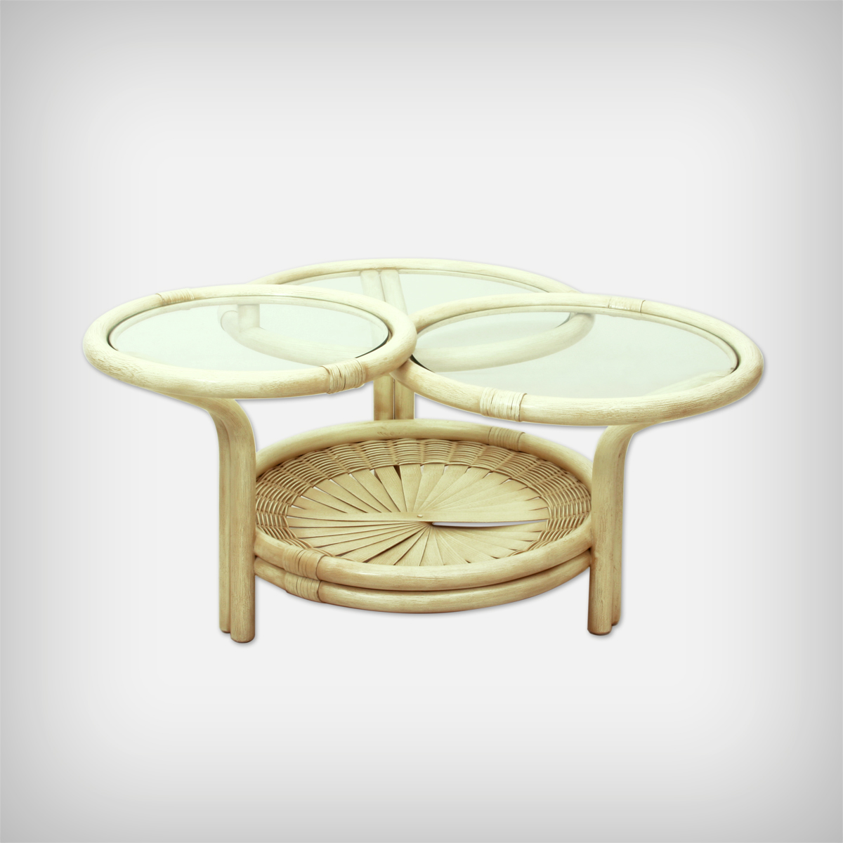 Rattan & Glass Coffee Table Good Old Vintage • Design Furniture from the 50s, 60s and 70s