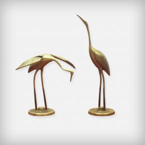 Set Of 2 Brass Cranes