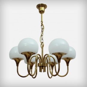 Golden 6 Armed Glass Chandelier