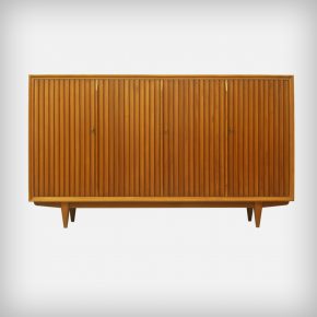 Walnut Highboard With Slatted Doors