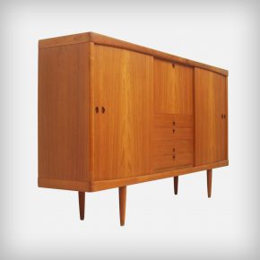 Teak Highboard With Sliding Doors