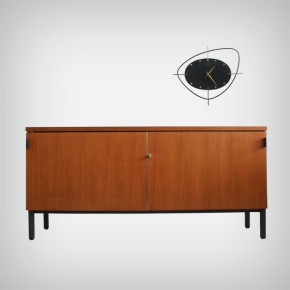 Walnut Sideboard & Room Divider with Leather Handles