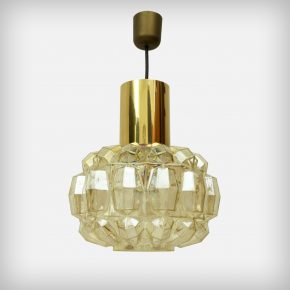 1 Of 2 Brass & Glass Pendant Lamps