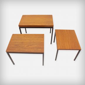 Set Of 3 Teak & Metal Nesting Tables