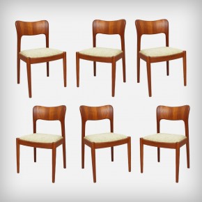 Set Of 6 Teak Dining Chairs • Model Ole