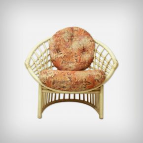 #L Multicolored Fabric & Rattan Lounge Chair