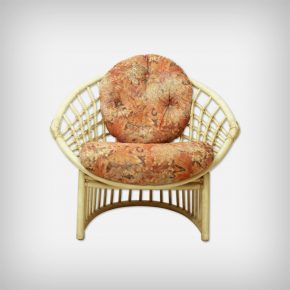 Multicolored Fabric & Rattan Lounge Chair