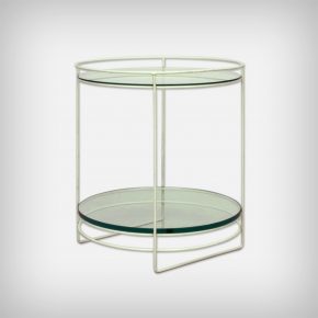 White Steel Rod & Glass Side Table