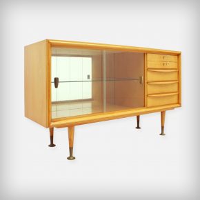 Small Cherry Wood Sideboard With Glass Doors