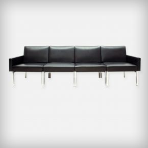 Black Leather & Chrome Modular Sofa
