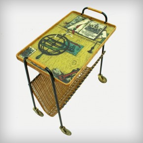 Metal & Rattan Serving Trolley