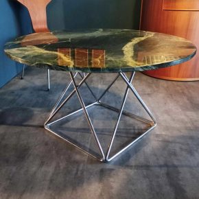 #34 Chrome & Green Marble Table • Model Eiffel
