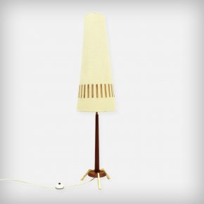 Teak Floor Lamp With Brass And Leather Details