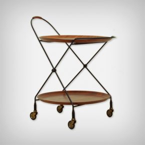 Foldable Metal & Teak Serving Trolley