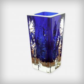 Blue & Clear Ice Glass Vase • Model 3077